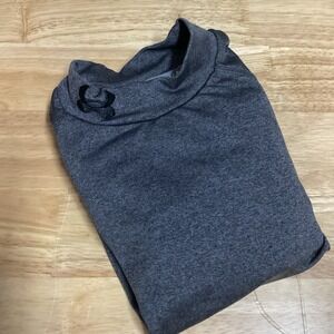 Boys Under Armour Fitted Coldgear Mock Turtleneck- Gray- Youth Medium